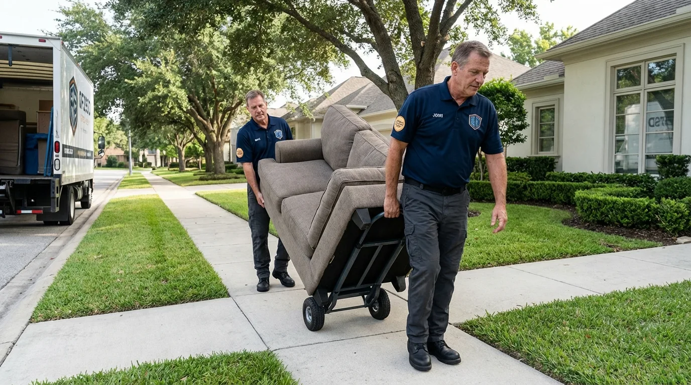 Local residential moving crew loading furniture in Kalamazoo, MI