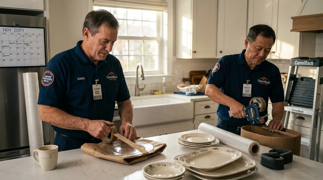 Professional crew packing kitchen dishware in Kalamazoo, MI
